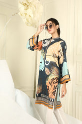 DC-0275 BLUE EMBROIDERED KURTA